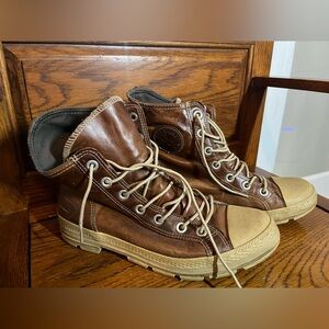 Brown Leather High-Top Men's Boots
